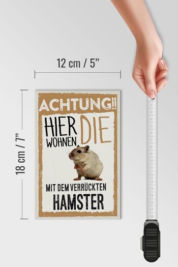 Panneau en bois disant 12x18 cm animaux attention ici décoration hamster 4