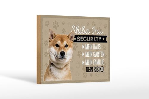 Holzschild Spruch 18x12 cm Shiba Inu Security dein Risiko Dekoration