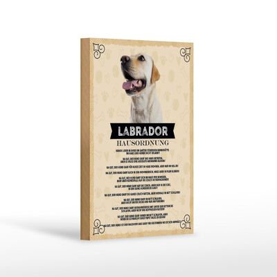 Cartel de madera con texto 12x18 cm Animales Labrador Reglas de la casa Perros