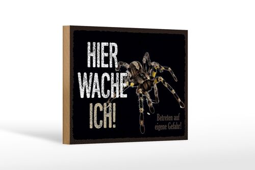 Holzschild Spruch 18x12 cm Spinne hier wache ich eigene Gefahr