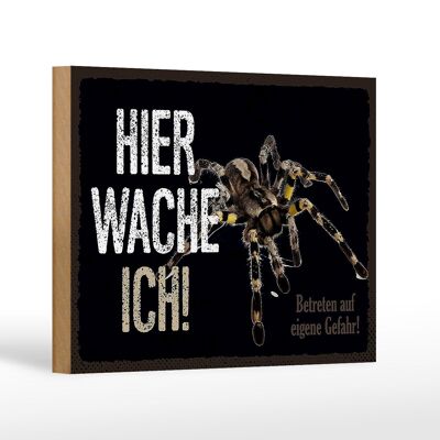 Holzschild Spruch 18x12 cm Spinne hier wache ich eigene Gefahr