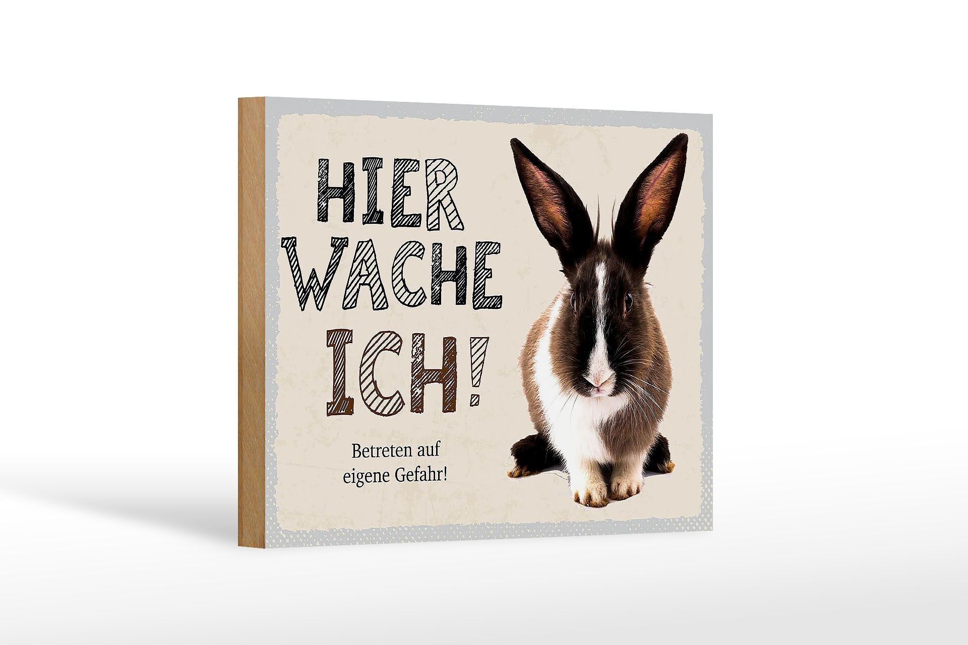 Cartello in legno con scritta coniglietto 18x12 cm qui proteggo il mio pericolo