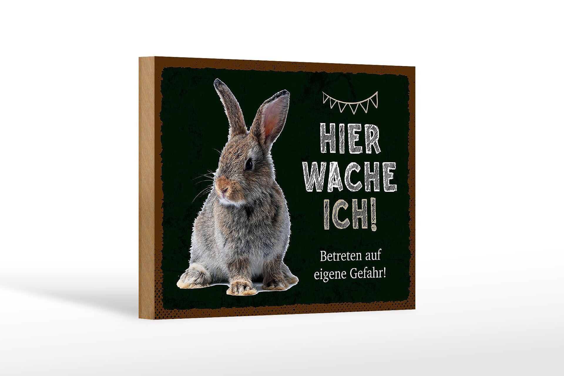 Cartello in legno con scritta 18x12 cm I conigli qui guardano il proprio pericolo