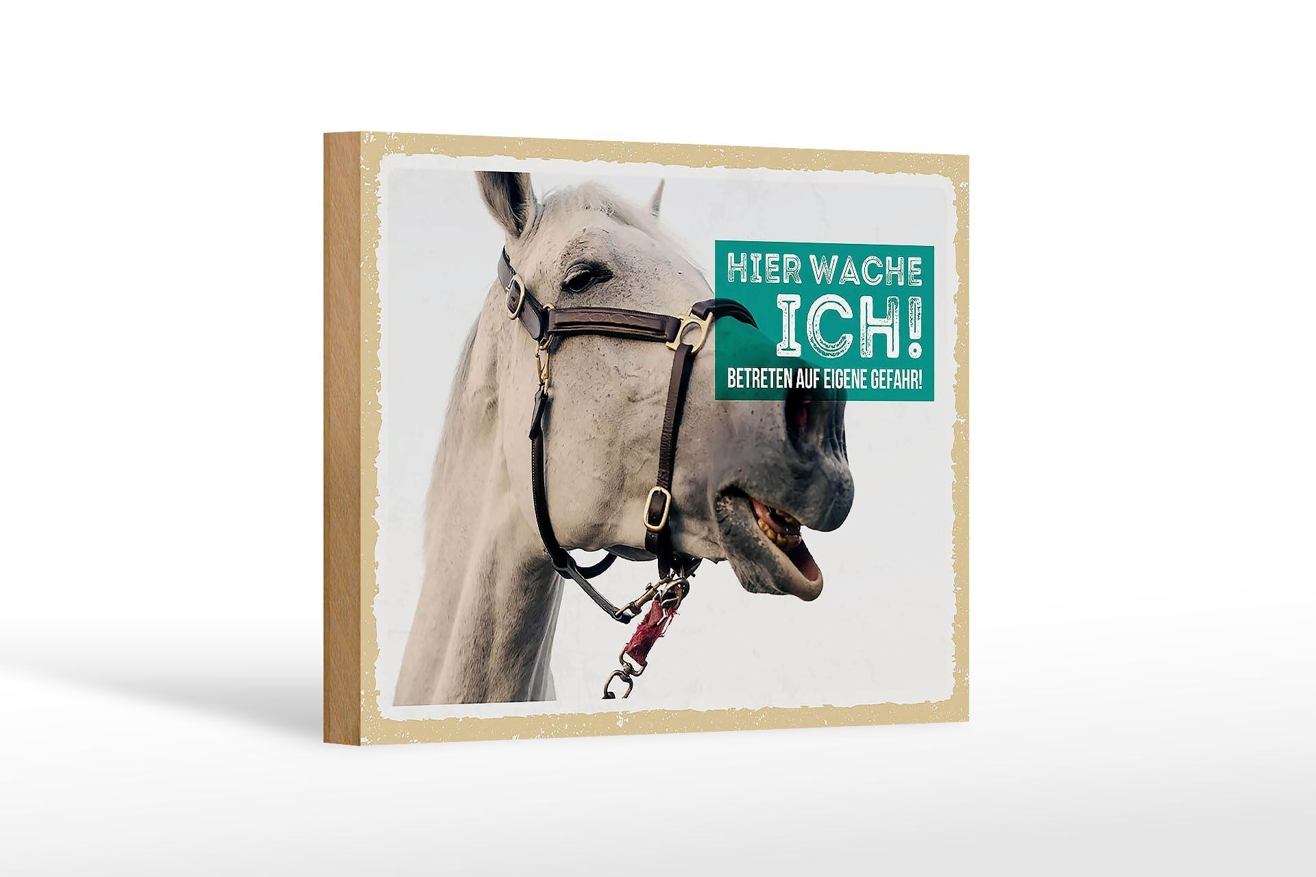 Cartello in legno con scritta stampo cavallo 18x12 cm qui guardo decorazione