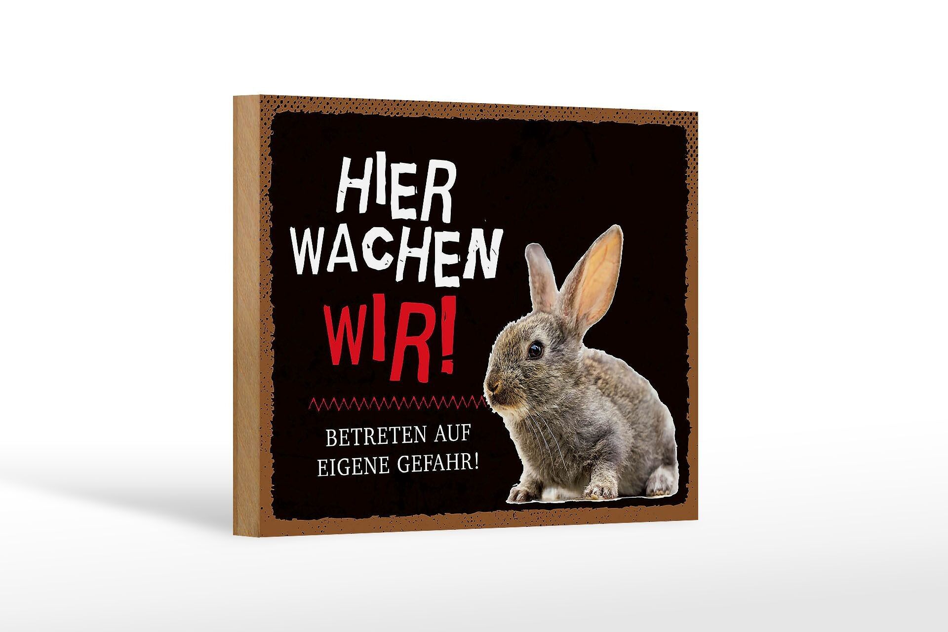 Cartello in legno con scritta 18x12 cm animali coniglio qui guardiamo la decorazione