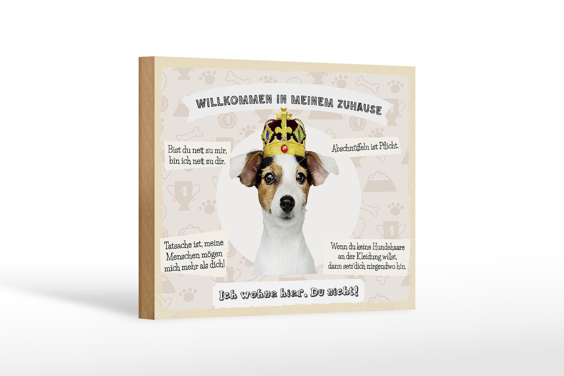 Cartello in legno 18x12 cm con scritta "animali cani benvenuti vivono qui".