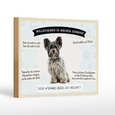 Cartello in legno 18x12 cm con scritta animali Yorkshire terrier benvenuti