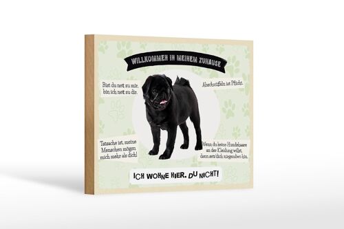 Holzschild Spruch 18x12 cm Tiere Mops willkommen Zuhause Dekoration