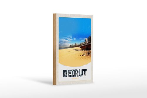 Holzschild Reise 12x18 cm Beirut Libanon arabisch Strand Dekoration