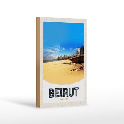 Cartel de madera viaje 12x18 cm Beirut Líbano decoración playa árabe