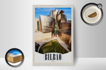 Panneau en bois voyage 12x18 cm Bilbao Espagne architecture Europe 2