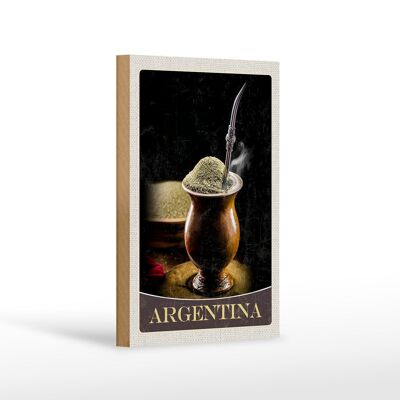 Cartel de madera viaje 12x18 cm Tradición Argentina destino de vacaciones