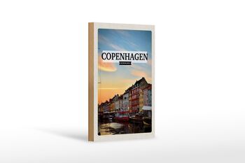 Panneau en bois voyage 12x18 cm Copenhague Danemark coucher de soleil 1
