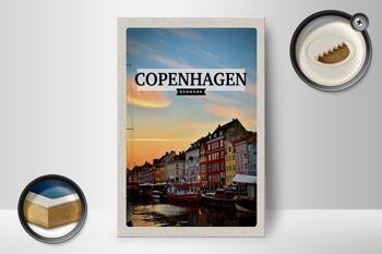 Panneau en bois voyage 12x18 cm Copenhague Danemark coucher de soleil 2