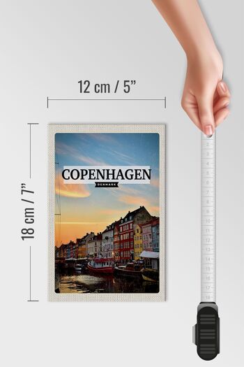 Panneau en bois voyage 12x18 cm Copenhague Danemark coucher de soleil 4