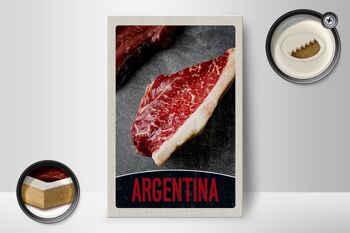 Panneau en bois voyage 12x18 cm Argentine Steak Viande Vache Bœuf 2