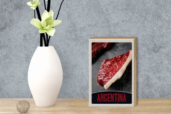 Panneau en bois voyage 12x18 cm Argentine Steak Viande Vache Bœuf 3