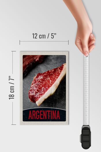 Panneau en bois voyage 12x18 cm Argentine Steak Viande Vache Bœuf 4