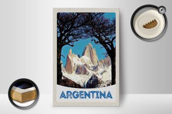 Panneau en bois voyage 12x18 cm décoration randonnée montagnes Argentine 2