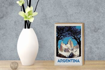 Panneau en bois voyage 12x18 cm décoration randonnée montagnes Argentine 3