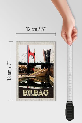 Panneau en bois voyage 12x18 cm Bilbao Espagne pont décoration vacances 4