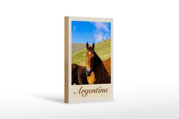 Panneau en bois voyage 12x18 cm Argentine chevaux de prairie vacances 1