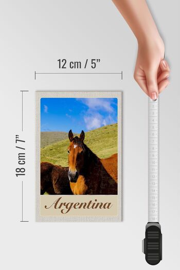 Panneau en bois voyage 12x18 cm Argentine chevaux de prairie vacances 4