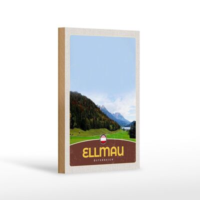 Cartel de madera viaje 12x18 cm Ellmau Austria naturaleza bosques vacaciones