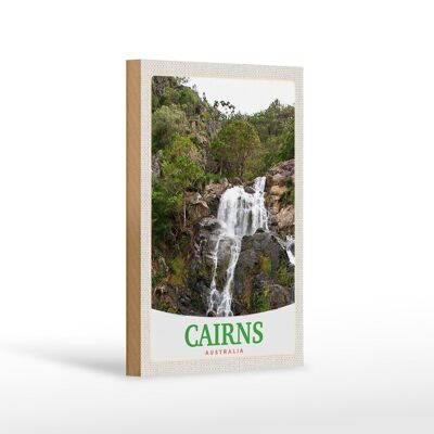 Holzschild Reise 12x18 cm Cairns Australien Wasserfall Natur