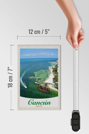 Panneau en bois voyage 12x18 cm Cancun Mexique plage navires de mer 4
