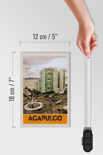 Panneau en bois voyage 12x18 cm Acapulco Mexique gratte-ciel du centre-ville 4