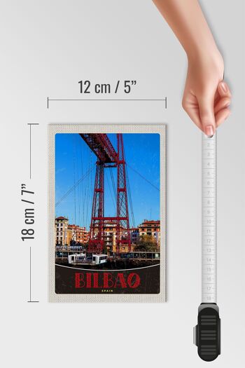 Panneau en bois voyage 12x18 cm Bilbao Espagne Europe pont rouge 4