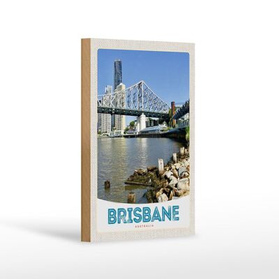 Cartel de madera viaje 12x18 cm Brisbane Australia decoración del centro de la ciudad