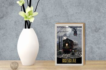 Panneau en bois voyage 12x18 cm décoration locomotive Brisbane Australie 3