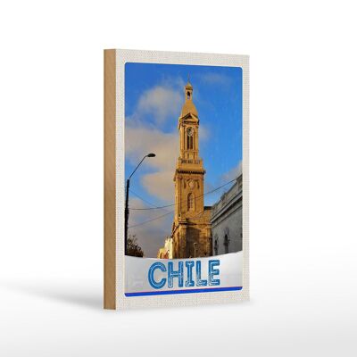 Cartel de madera viaje 12x18 cm Chile arquitectura ciudad Europa