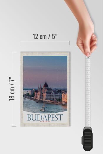Panneau en bois voyage 12x18 cm Vue de l'église de Budapest Hongrie 4