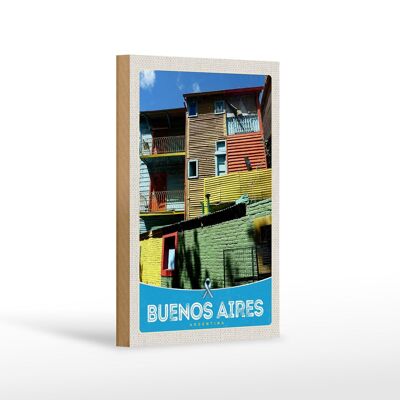 Letrero de madera viaje 12x18 cm Casas de Buenos Aires Argentina