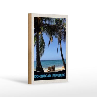 Cartel de madera viaje 12x18 cm decoración playa República Dominicana