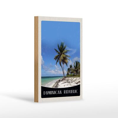 Cartel de madera viaje 12x18 cm playa República Dominicana