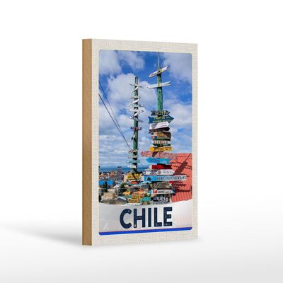 Cartel de madera viaje 12x18 cm decoración camino playa mar Chile