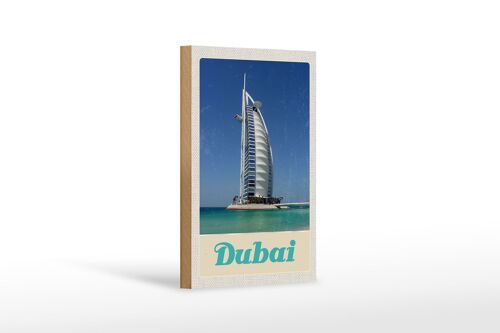 Holzschild Reise 12x18 cm Dubai Afrika Strand Meer Hochhaus