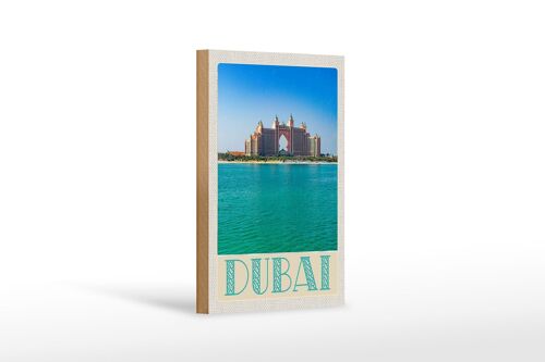 Holzschild Reise 12x18 cm Dubai Strand Meer Moschee Sonne