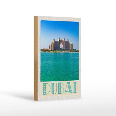 Cartel de madera viaje 12x18 cm Dubai playa mar mezquita sol