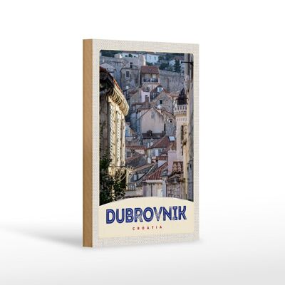 Holzschild Reise 12x18 cm Blick auf Dubrovnik Kroatien Stadt