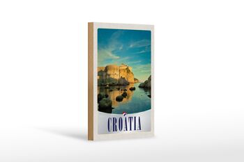 Panneau en bois voyage 12x18 cm Croatie château plage mer Europe 1