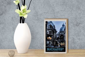 Panneau en bois voyage 12x18 cm Bucarest Roumanie architecture de la ville 3