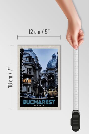 Panneau en bois voyage 12x18 cm Bucarest Roumanie architecture de la ville 4
