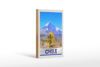 Panneau en bois voyage 12x18 cm Chili fleurs montagnes décoration de vacances 1