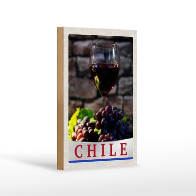 Holzschild Reise 12x18 cm Chile Wein Trauben Tradition Urlaub