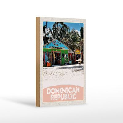Cartel de madera viaje 12x18 cm Tienda de Playa República Dominicana